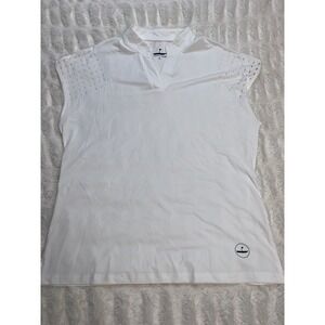 Catch‎ + Club Top Womens Sz S Sleeveless Golf White Athletic Cut Out Performance